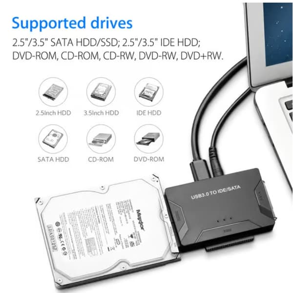 USB IDE-sovitin – USB 3.0 - SATA/IDE kiintolevylle – Yhdistelmäsovitin