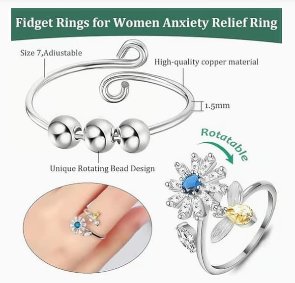 6 st – Fidget-ångestringar, justerbara ringset – Fidgetringar, staplingsbara