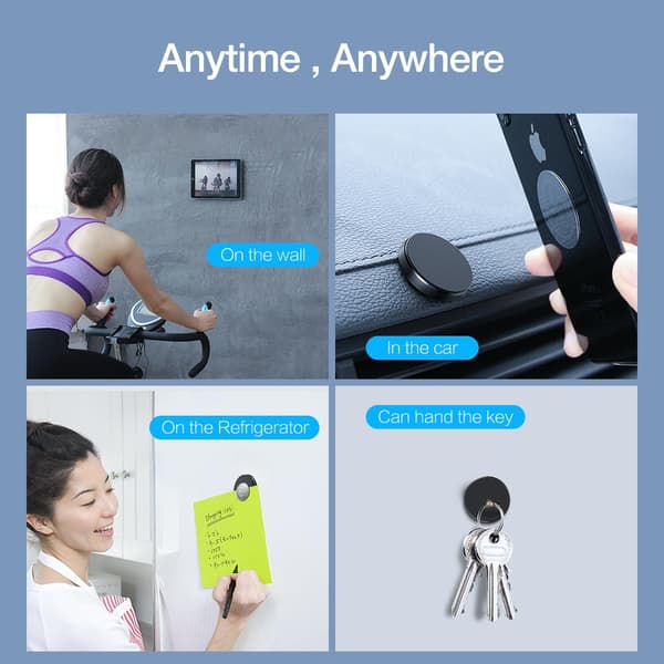 Round Magnetic Phone Car Holder Multi Direction Universal Silver