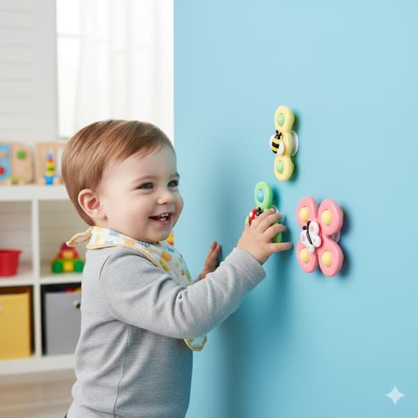 3-pack – Fidget Spinners med sugpropp för barn – Snurrande leksak