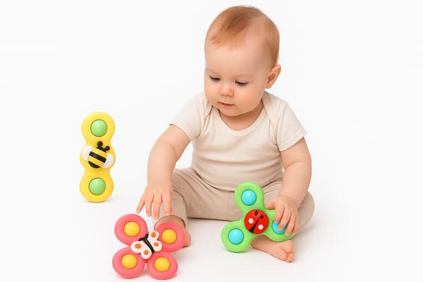 3-pack – Fidget Spinners med sugpropp för barn – Snurrande leksak