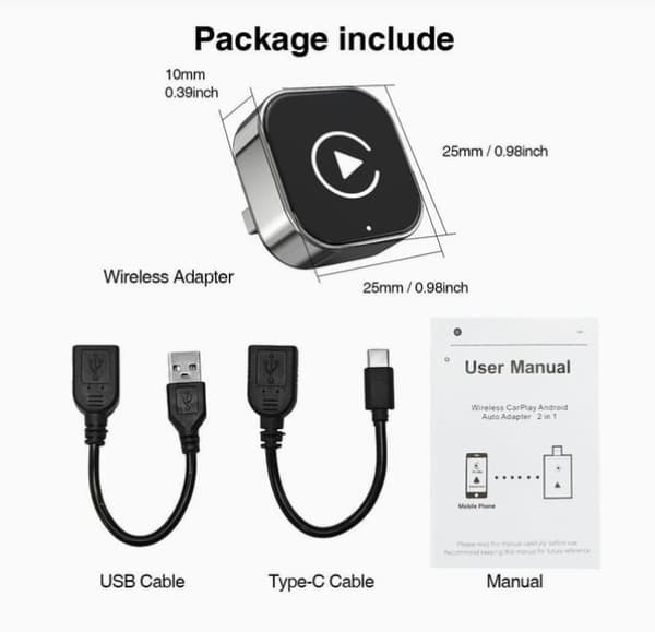 Trådlös CarPlay & Android Auto-adapter, Smart Mini USB-dongel, Plug & Play