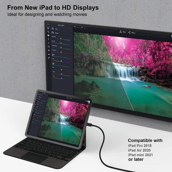 USB-C–HDMI-kaapeli 4K 60 Hz – 1,8 metriä Musta