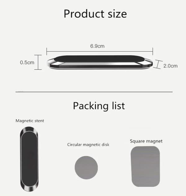 Round Magnetic Phone Car Holder Multi Direction Universal Silver