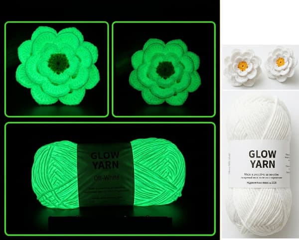 2-pack självlysande garn för stickning och virkning