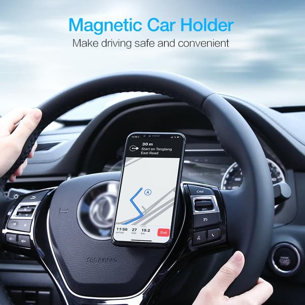 Round Magnetic Phone Car Holder Multi Direction Universal Silver