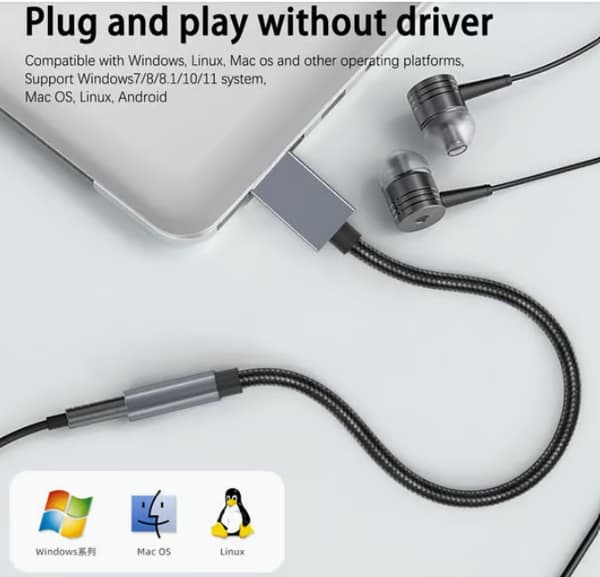 USB-3,5 mm (naaras) äänisovitin