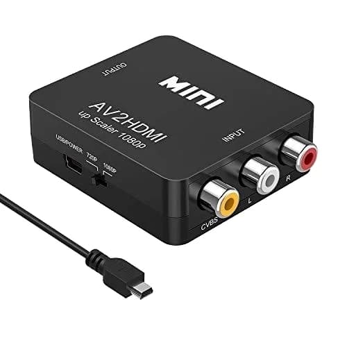 RCA–HDMI-sovitin Nintendo- ja Sony-konsoleille – Musta