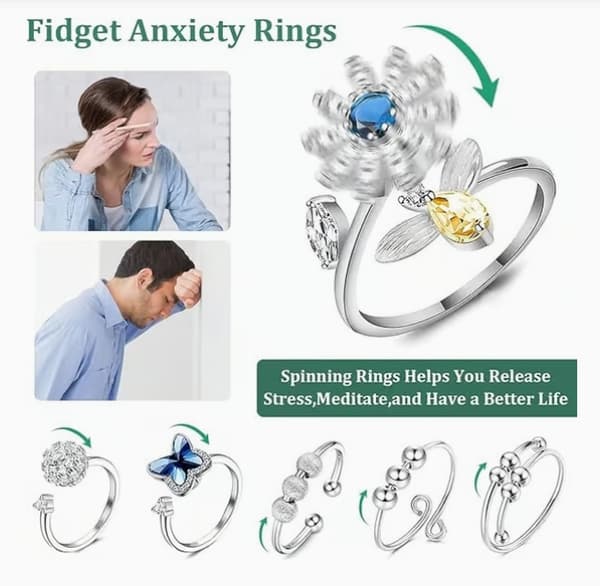 6 stk. – Fidget-angstringe, justerbart ringsæt – Fidgetringe, stabelbare