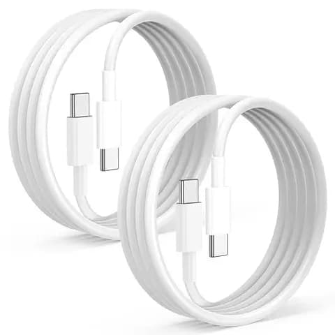 2 Pack 2m  iPhone 15 / 16 / 17 Laddare USB-C To USB-C Kabel Vit