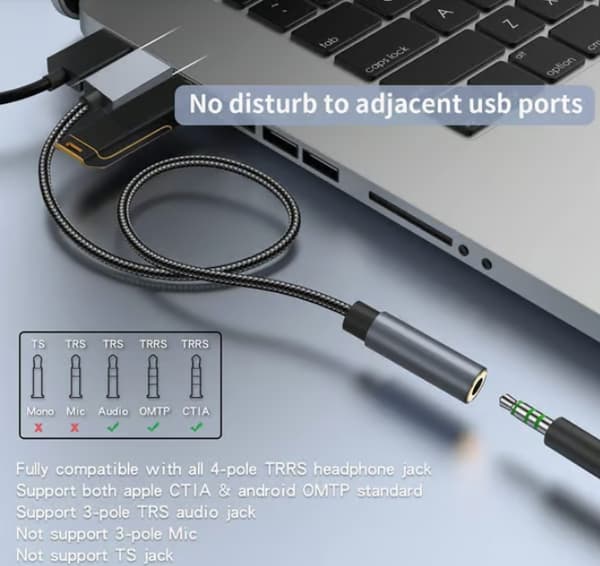 USB till 3,5 mm (hona) ljudadapter