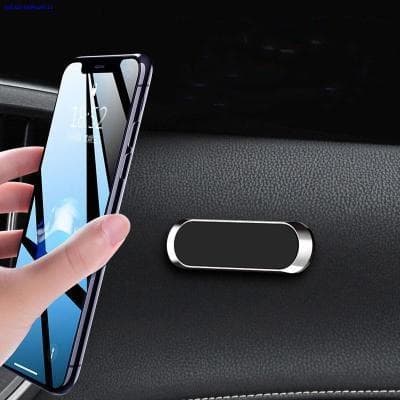 Round Magnetic Phone Car Holder Multi Direction Universal Silver