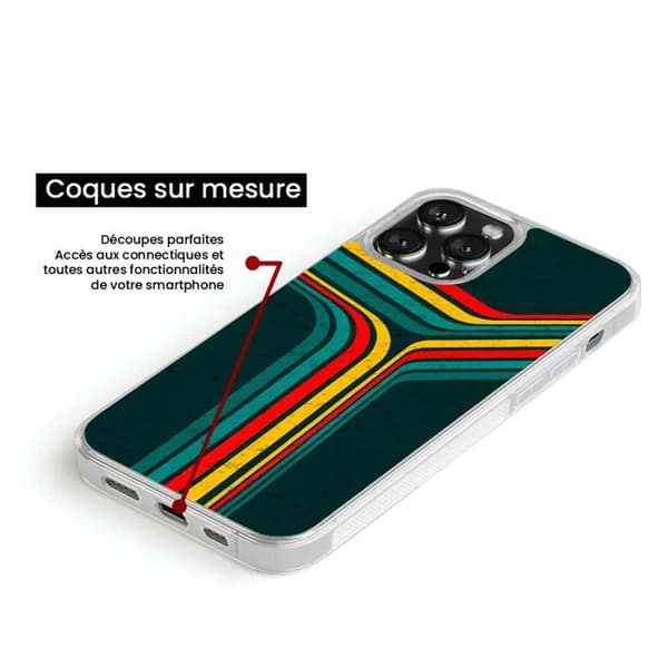 Förstärkt silikonfutter med tryck kompatibel med Apple iPhone 16 Retro linjer