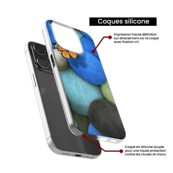 Siliconefodral - Kompatibel med Apple iPhone 14 Pro - design med blå stenfjäril
