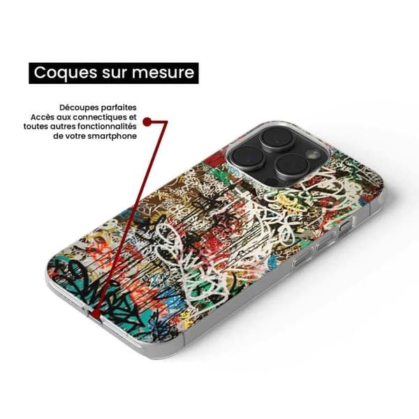 Tryckt silikonfodral som är kompatibelt med Apple iPhone 15 Graffiti 1