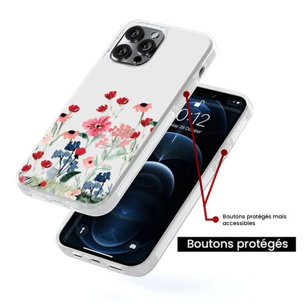Siliconfodral med förstärkt tryck kompatibel med Apple iPhone 14 Pro Blomsterspring.