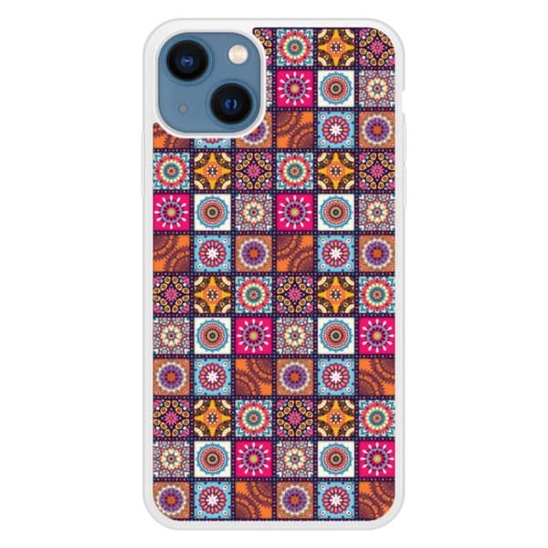 Förstärkt tryckt silikonskal kompatibelt med Apple iPhone 13 Patchwork Mandala