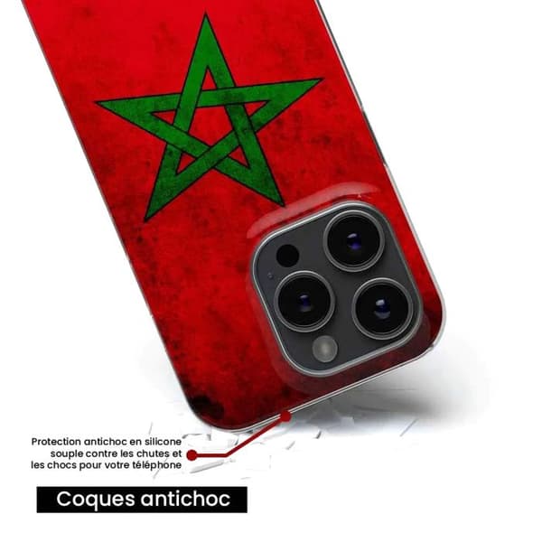 Tryckt silikonfodral som är kompatibelt med Apple iPhone 16 Plus Marockos flagga
