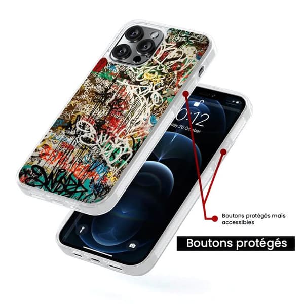 Silkonskal med förstärkt tryck kompatibel med Apple iPhone 13 Mini Graffiti 1