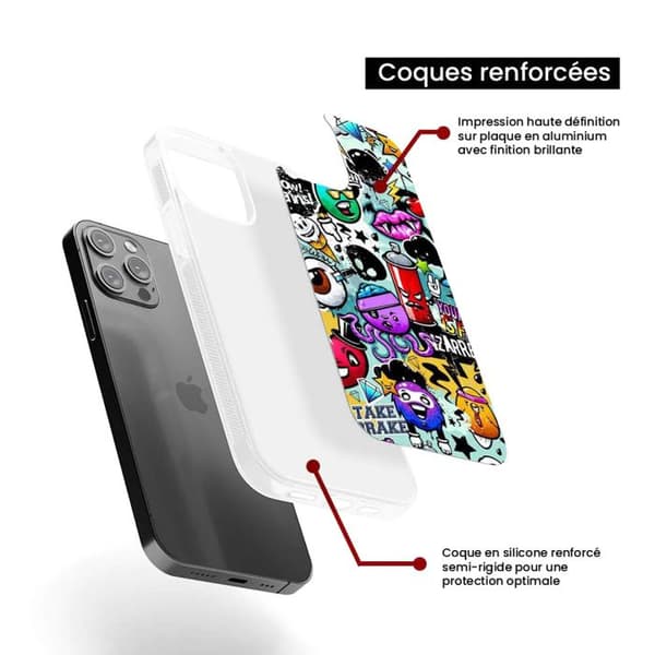 Coque iPhone 14 Pro Max Graffiti 2 i förstärkt silikon kompatibel