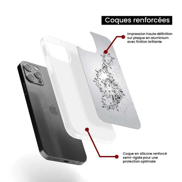 Siliconfodral med förstärkning, tryckt, kompatibel med Apple iPhone 16 Plus Valse des notes
