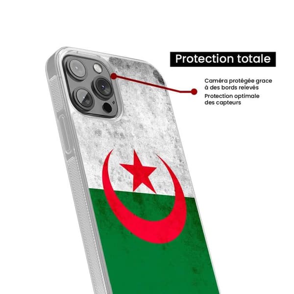 Siliconfodral med förstärkt tryck, kompatibel med Apple iPhone 16 Plus, Algeriets flagga
