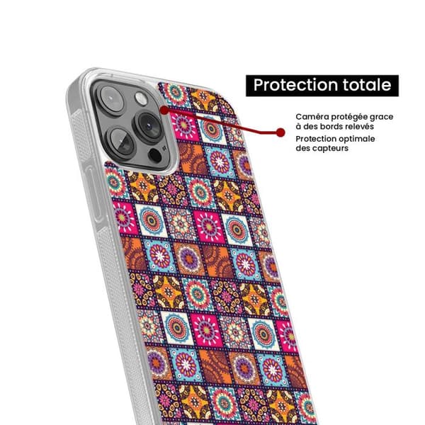 Siliconeförstärkt tryckt skal kompatibel med Apple iPhone 15 Plus Patchwork Mandala