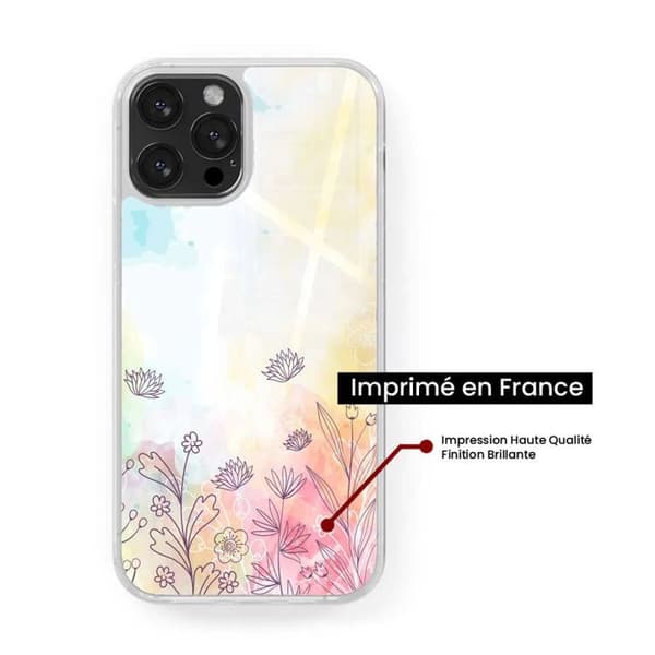 Coque i silikon med förstärkt tryck kompatibel med Apple iPhone 16 Plus akvarellblommor
