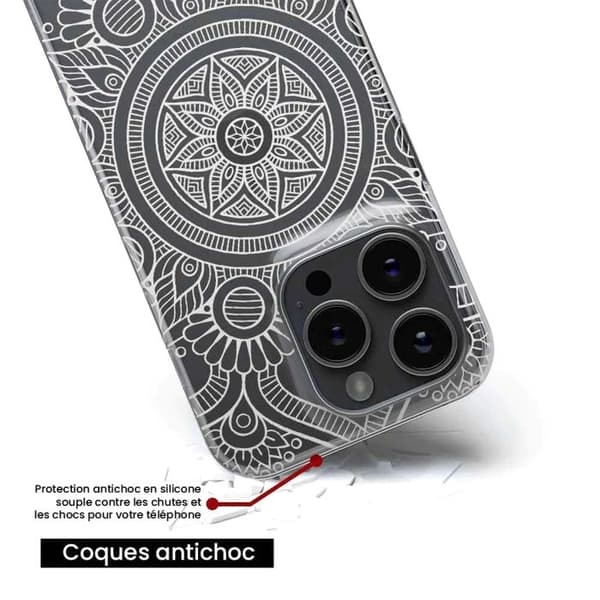 Siliconfodral - Kompatibel med Apple iPhone 14 Plus - design mandala vit