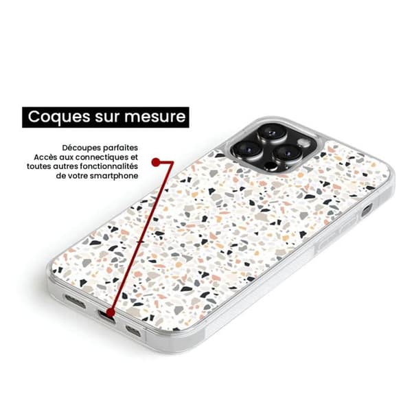 Förstärkt silikonfoder med tryck kompatibel med Apple iPhone 14 Terrazzo färg