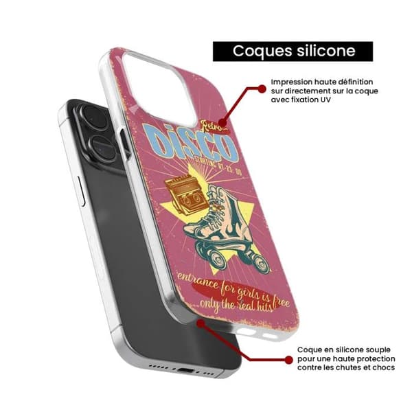 Tryckt silikonfodral som är kompatibelt med Apple iPhone 13 Retro disco