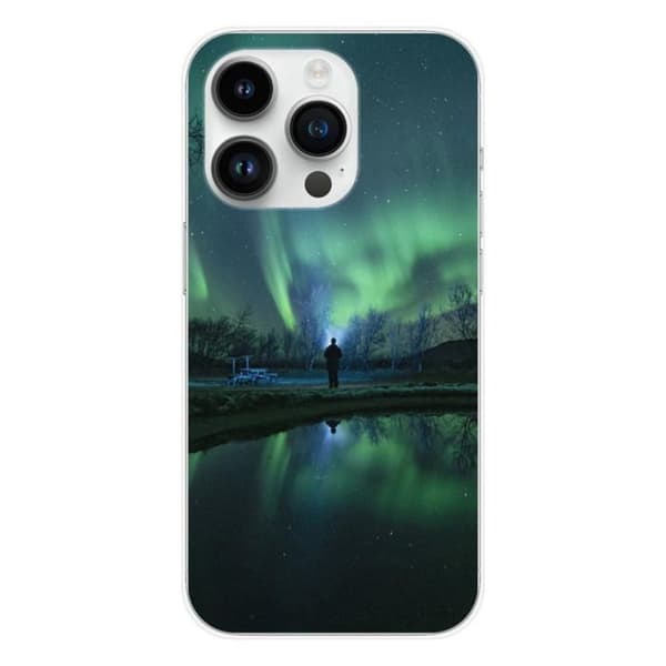 Tryckt silikonfodral som är kompatibelt med Apple iPhone 15 Pro Northern Lights