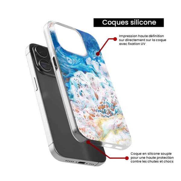 Tryckt silikonfodral som är kompatibelt med Apple iPhone 15 Ocean marmor