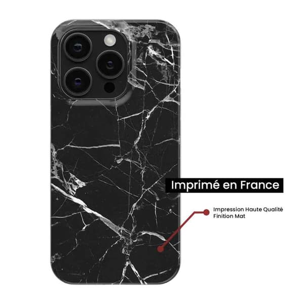 Tryckt silikonfodral som är kompatibelt med Apple iPhone 16 Pro Marble Black