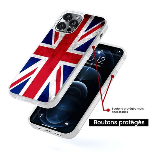 Reinforced silicone case printed compatible with Apple iPhone 13 Pro England flag