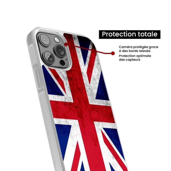 Reinforced silicone case printed compatible with Apple iPhone 13 Pro England flag