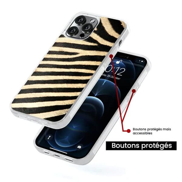 Zebra-mönstrad förstärkt silikonfodral kompatibelt med Apple iPhone 14 Pro