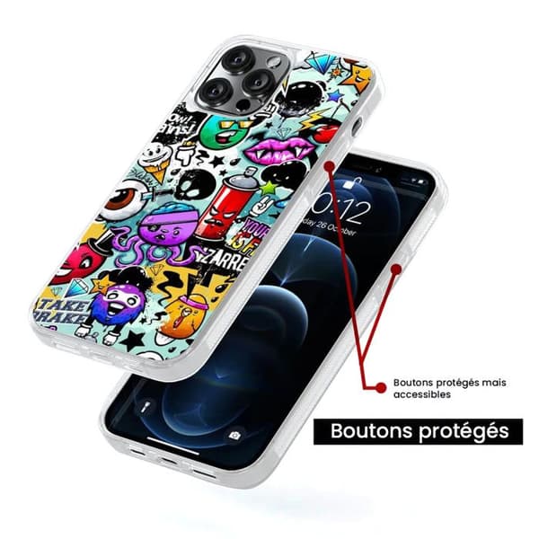 Coque iPhone 14 Pro Max Graffiti 2 i förstärkt silikon kompatibel