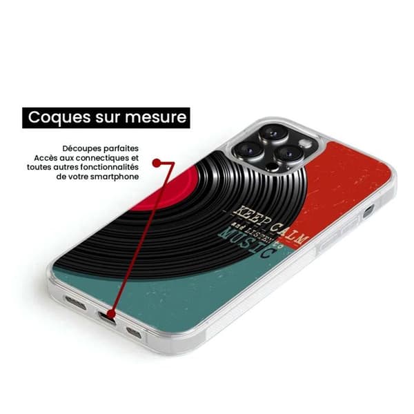 Coque iPhone 14 i förstärkt silikon med tryck Keep calm