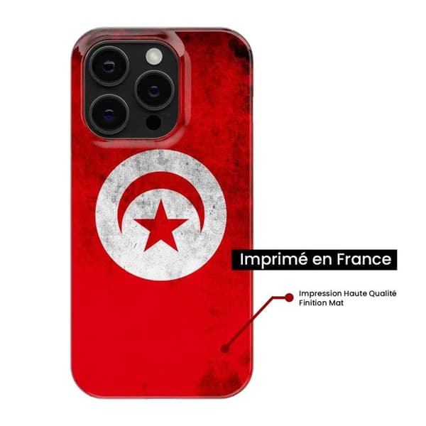Tryckt silikonfodral som är kompatibelt med Apple iPhone 15 Plus Tunisiens flagga