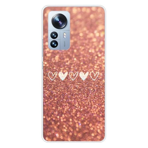 Siliconfoder - Kompatibel med Xiaomi Mi 12 Pro - design med hjärtan i glitter