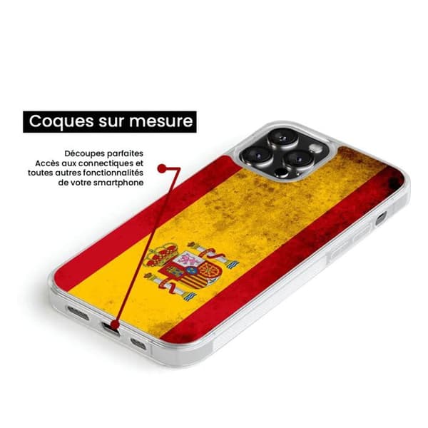 Siliconfodral med förstärkt tryck kompatibelt med Apple iPhone 16 Spanska flaggan