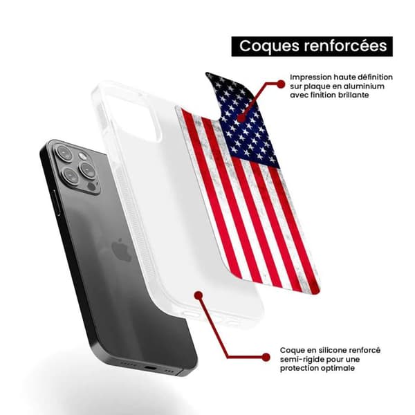 Förstärkt silikonfoder med tryck kompatibel med Samsung Galaxy S22 USA-flagga