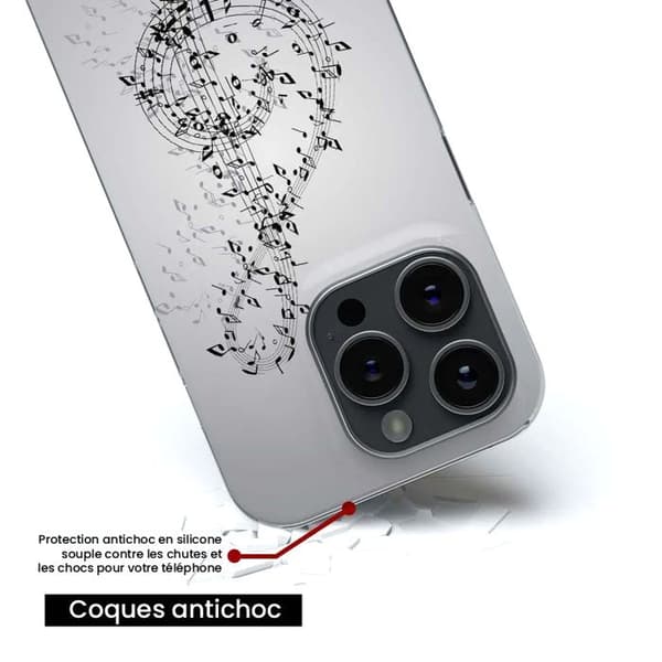 Tryckt silikonfodral som är kompatibelt med Apple iPhone 16 Pro Valse des notes