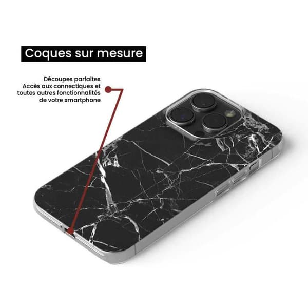 Tryckt silikonfodral som är kompatibelt med Apple iPhone 16 Pro Marble Black