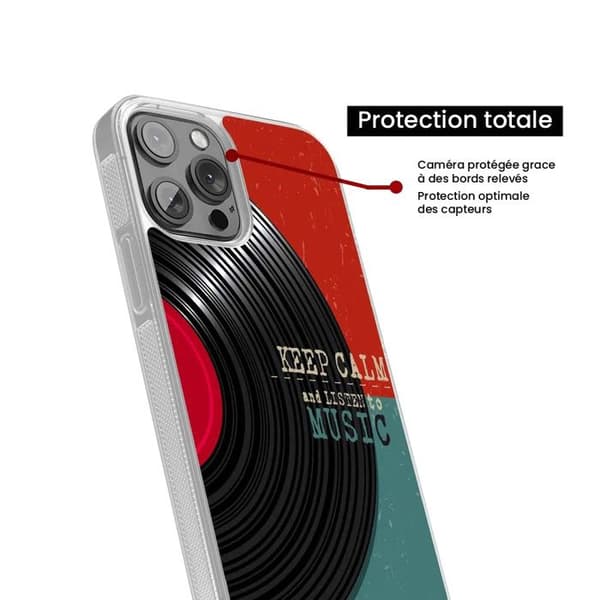 Coque iPhone 14 i förstärkt silikon med tryck Keep calm