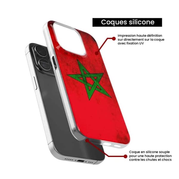 Tryckt silikonfodral som är kompatibelt med Apple iPhone 16 Pro Marocco Flag