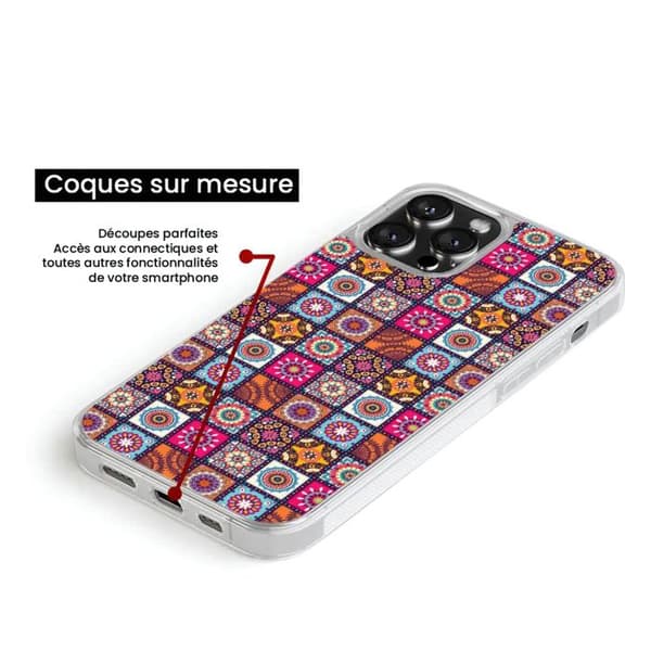 Förstärkt silikonfodral med tryck kompatibelt med Apple iPhone 13 Mini Patchwork Mandala