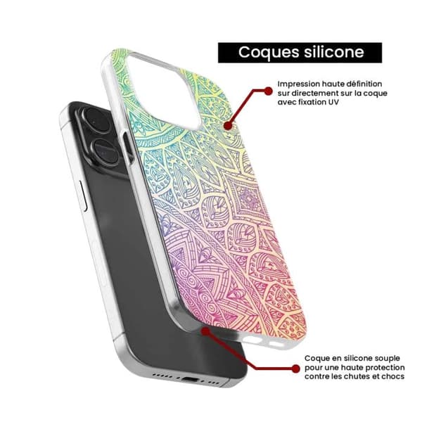 Tryckt silikonfodral som är kompatibelt med Apple iPhone 16 Plus Mandala Pastell