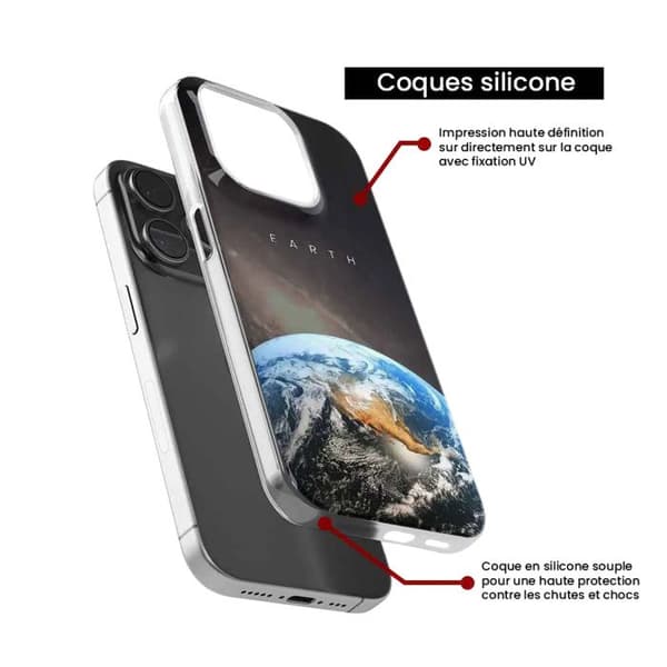 Tryckt silikonfodral som är kompatibelt med Apple iPhone 16 Plus Earth